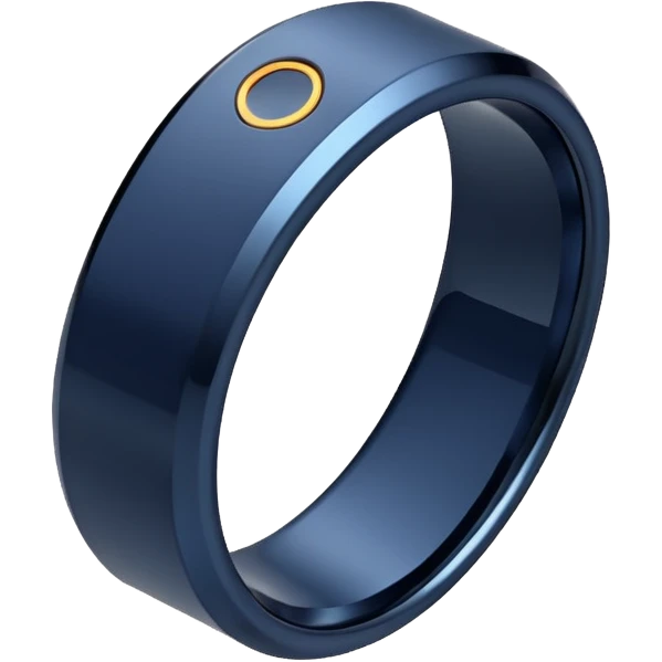 smart tech ring in #232952 (dark blue) color. Plain band with sensors visible inside emoji