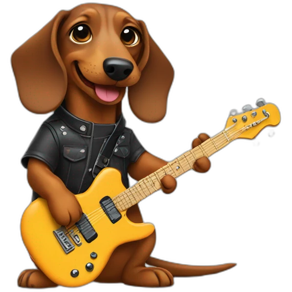 Dachshund playing rock guitar emoji