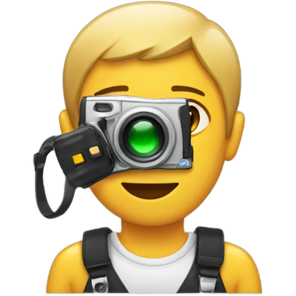 eyebrow raised and holding a flashing camera emoji