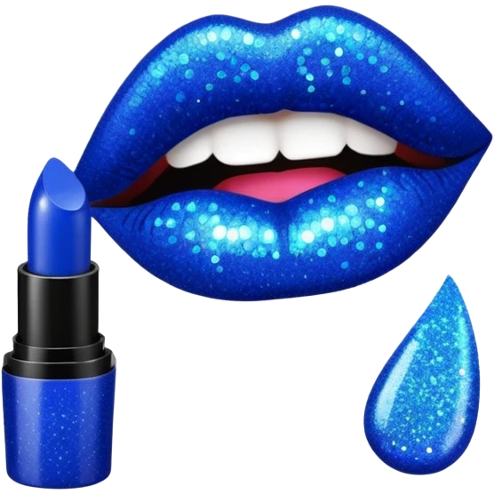 blue lipstick with glitter emoji