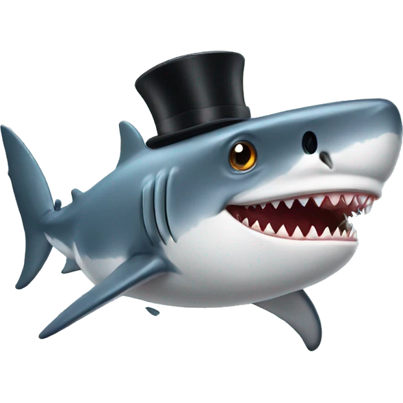 Shark with a top hat emoji
