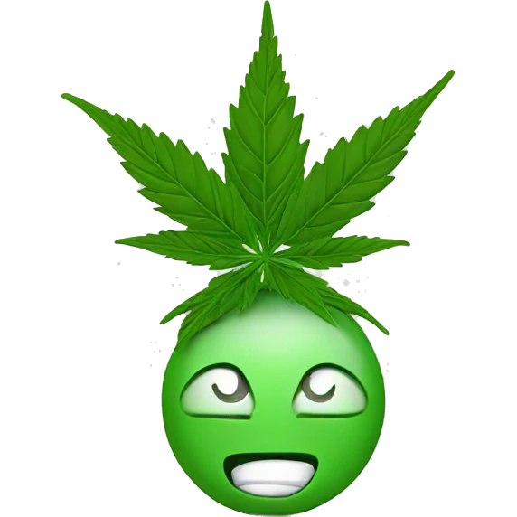 green cbd bud with face emoji