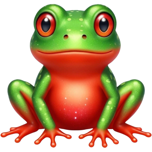 Frog Cute Red Glitter transversal emoji