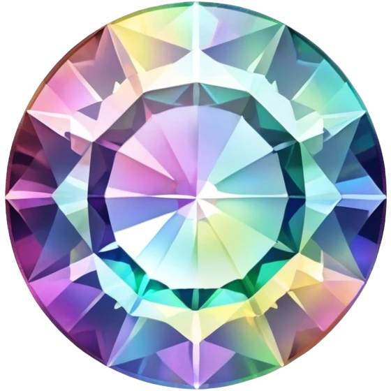 Round cut holographic mystic quartz gemstone with rainbow iridescence and sparkling facets emoji