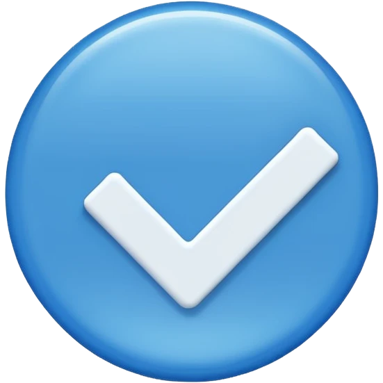 A circle with a blue tick emoji