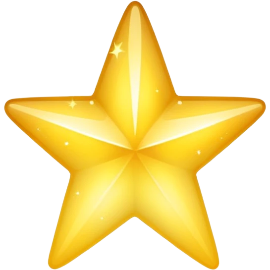 Generate a high-quality 3D cartoon-style emoji of a yellow sparkling star, glittering and shining effect, smooth gradient colors, rounded and cute appearance, no human faces, simple white background, high-resolution.

 emoji