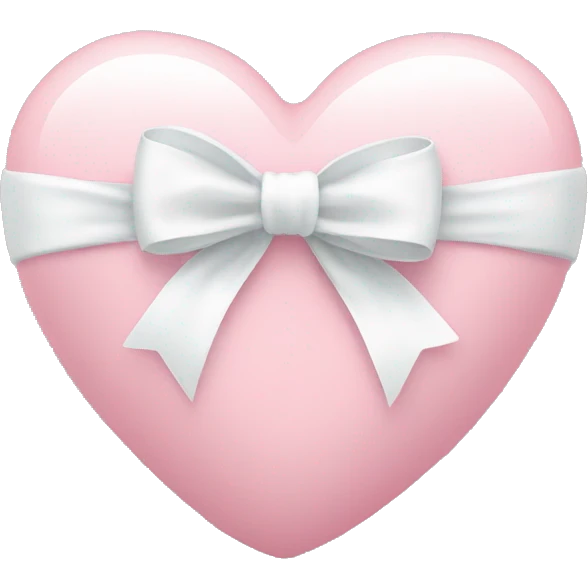 Pastel pink heart with white bow emoji