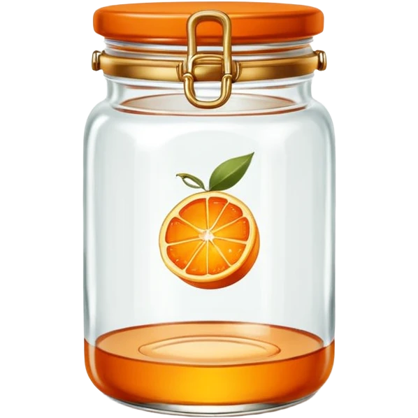 Hermès-style vintage jam jar, glass with Hermès orange and gold details, minimal, cute emoji style emoji