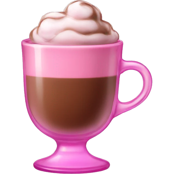 pink glass with hot chocolate emoji