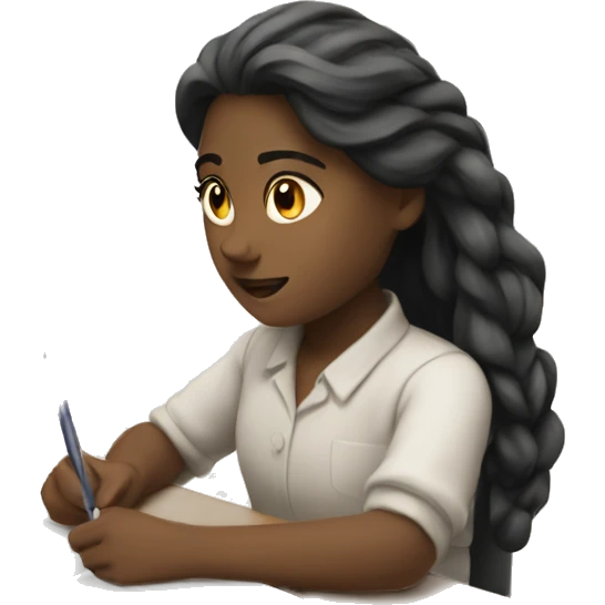 Girl writing on a desk  emoji