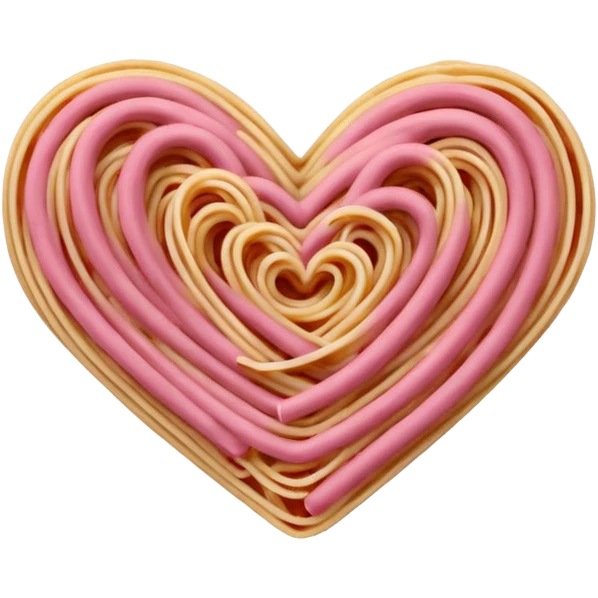 Spaghetti shaped like hearts with no plate, make the spaghetti pink emoji