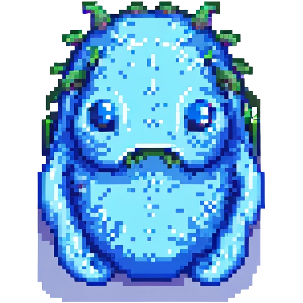 blue slime monster pixel art emoji