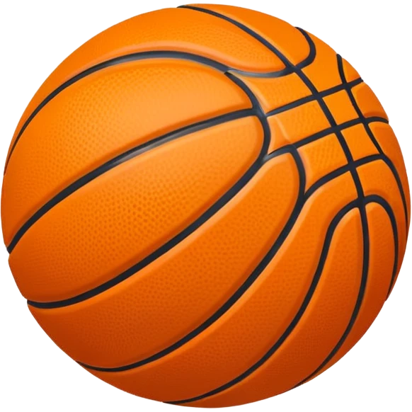 basketball ball object icon, glossy texture, clean seams, 3D cartoon, mobile game icon style, centered, soft shadow, clean background, no text, no watermark emoji
