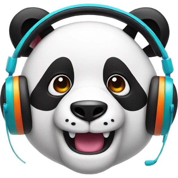 colorful panda face wearing headset emoji