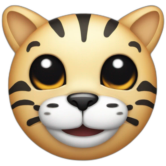 creepy big cat smile with black eyes emoji
