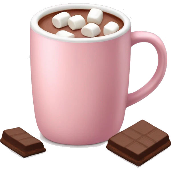 Light Pink mug of hot chocolate with marshmallows  emoji