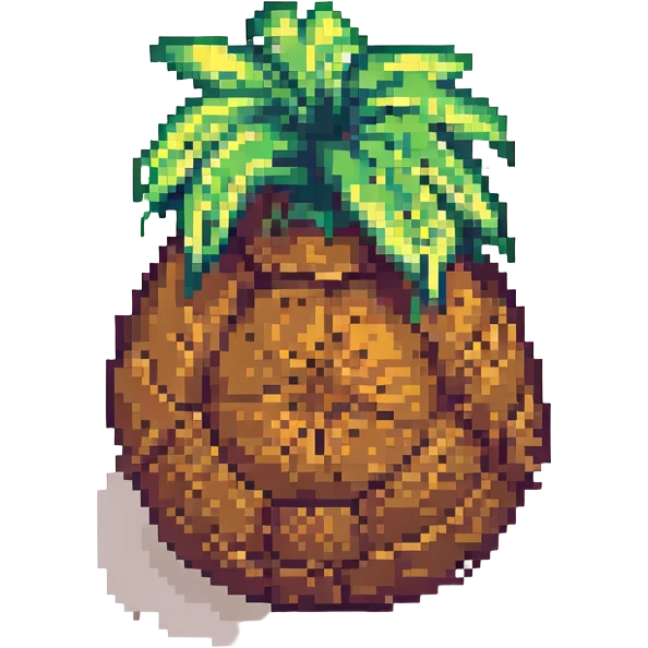 a pixel art style coconut, pixelated and retro emoji