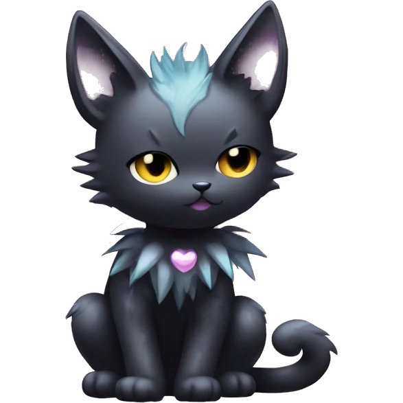 Shiny Cool Punk pastel Black beautiful ethereal fantasy Kawaii Sona Fakemon-cat-animal with edgy bat-wings-ears Full Body emoji
