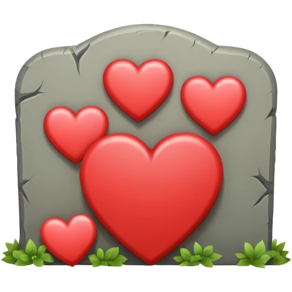 Headstone with hearts emoji