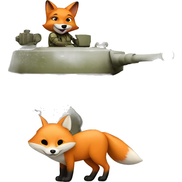 Fox driving a tank emoji