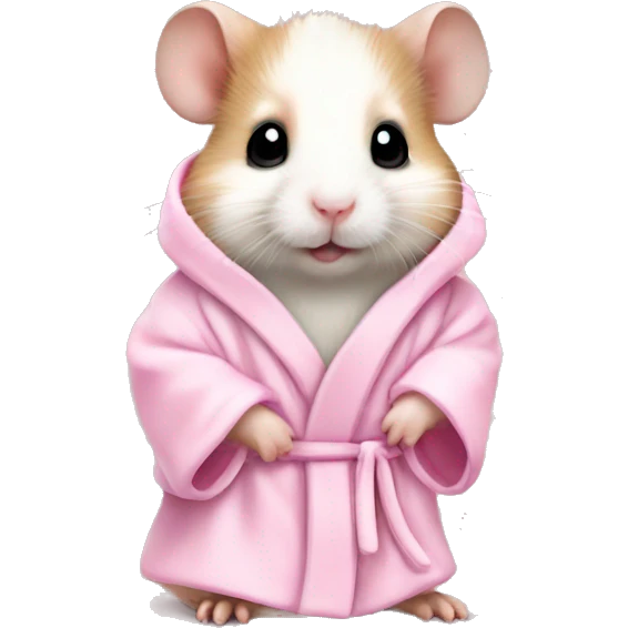 baby hamster in light pink robe full body emoji