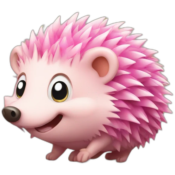 happy pink hedgehog emoji