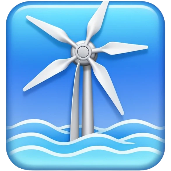 a Tiny compressed Stylized blue wind symbol inside a pastel gradient white square icon emoji