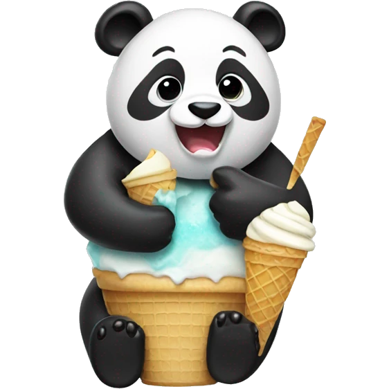 Panda eating ice cream emoji