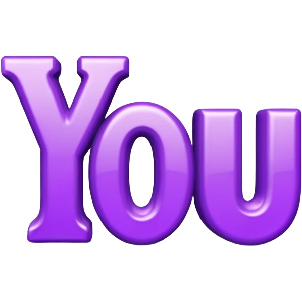 3D text that spells "you" in a shiny purple fancy font  emoji
