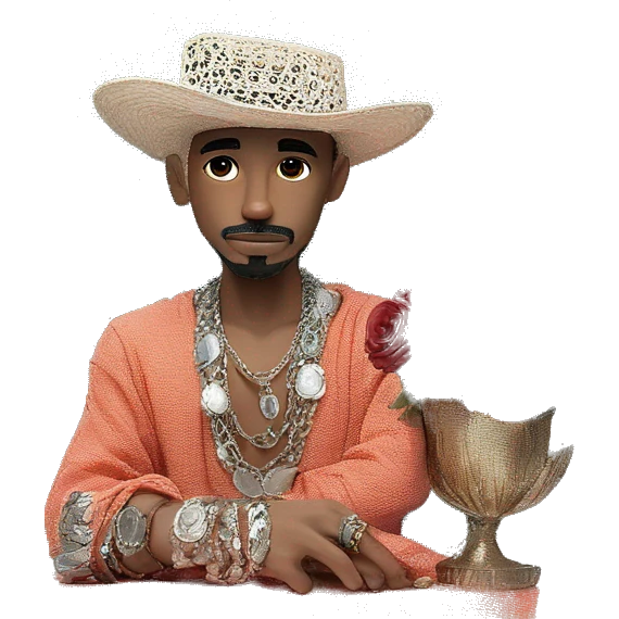 bearded boy with rose emoji