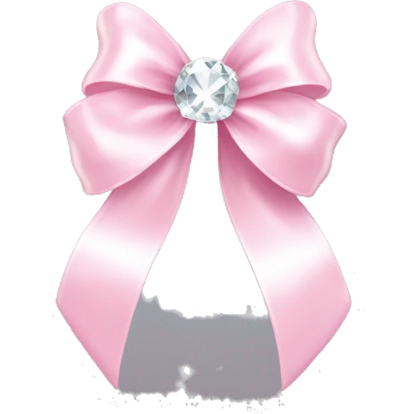 Light pink bow with clear crystal hanging  emoji