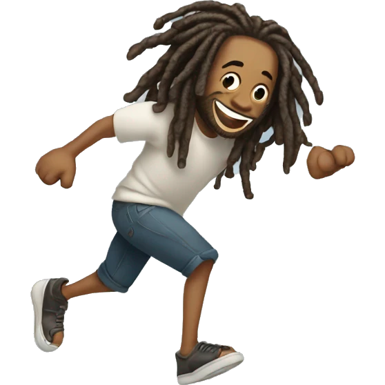 white guy with dreads rolling on the floor laughing emoji
