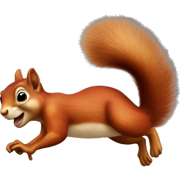 Red squirrel jumping from a tree emoji