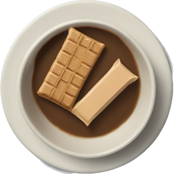 Top view coffee and protein bar on a small plate  emoji