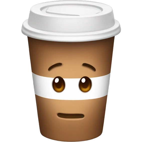 1 transparent takeaway coffee cup, brown toffee latte, with an @ on the cup, solid color background emoji
