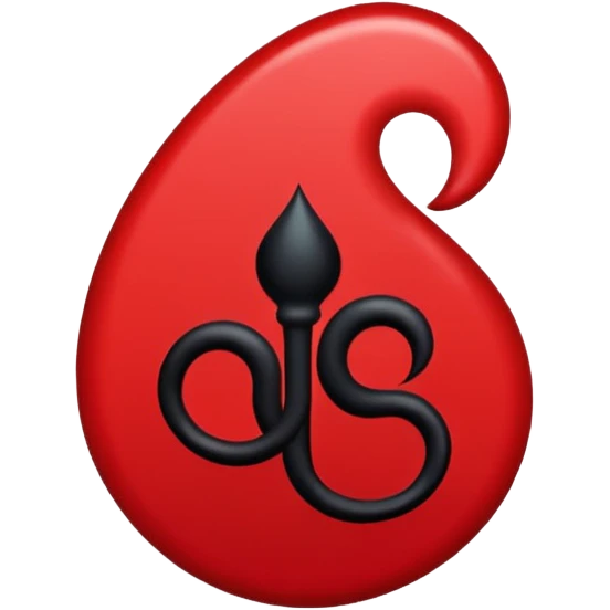 iOS sticker, dark mark, black shape, red dot, minimal emoji