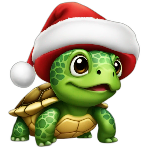 Turtle with Christmas hat emoji