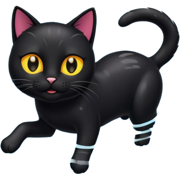 Black cat playing in a pool emoji