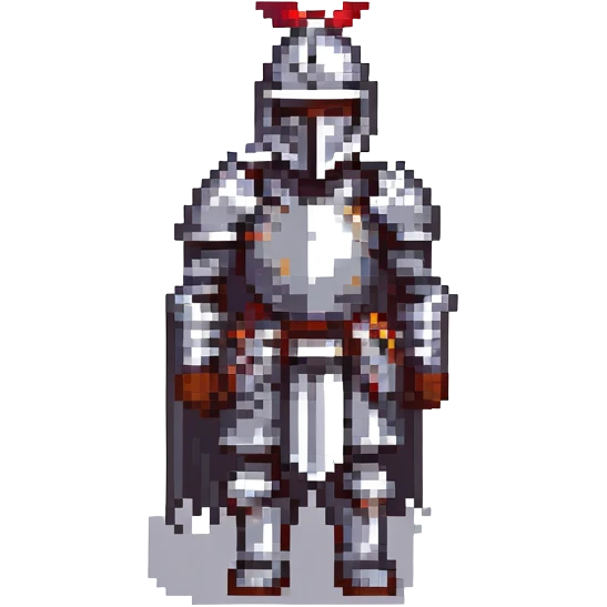 black knight in closed armor, pixel art style emoji