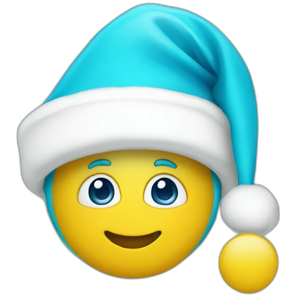 blue yellow cyan santa hat emoji