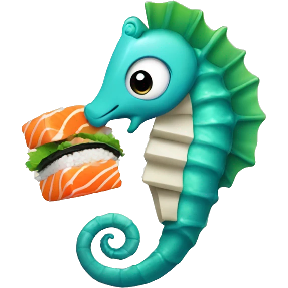 Seahorse eating sushi emoji