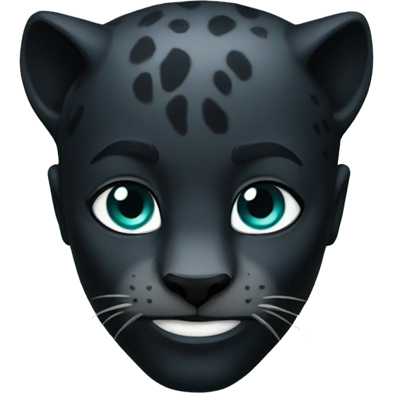 black panther with cyan emoji