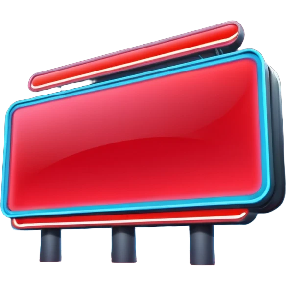 Neon Billboard + red product ad + glow reflection, Street Advertisements. emoji