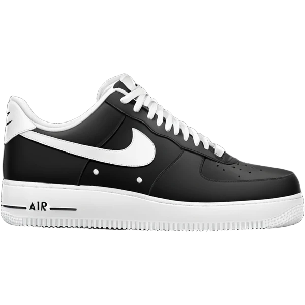 Nike Air Force sneaker, black, viewed straight from the side, simple, iconic silhouette, no text emoji