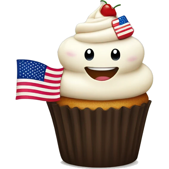 Happy cupcake with an American flag emoji