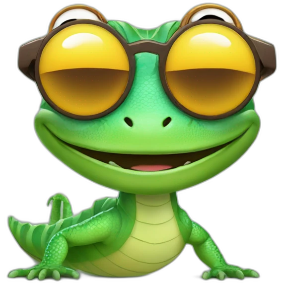 planet Venus with a cartoon smiling lizard face with sunglasses emoji