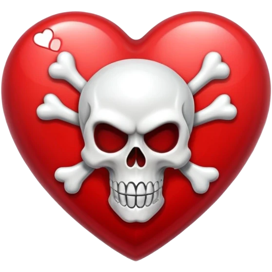 red spinning heart with a evil skull inside of it emoji