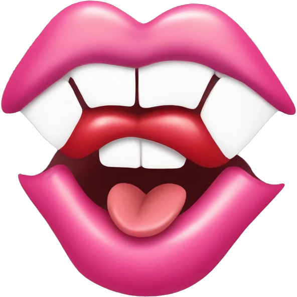 mouth blowing a kiss with pink to red lipstick  emoji