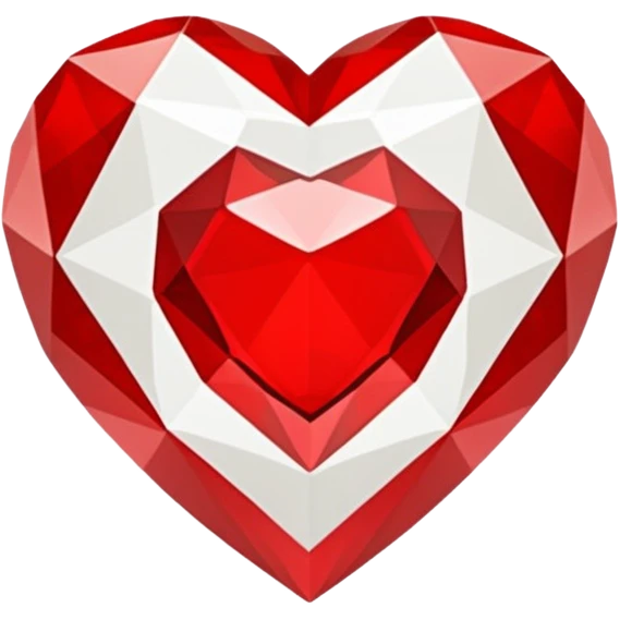 white and red geometric jewel heart emoji