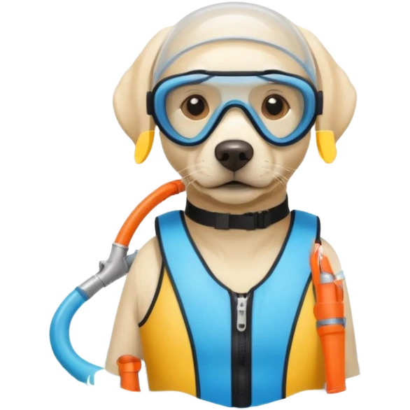 White labrador with snorkel and and swimmers vest emoji